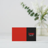 Red and Black Solid Color Business Card (Standing Front)