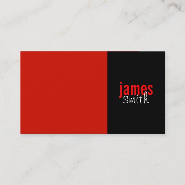 Red and Black Solid Color Business Card (Front)