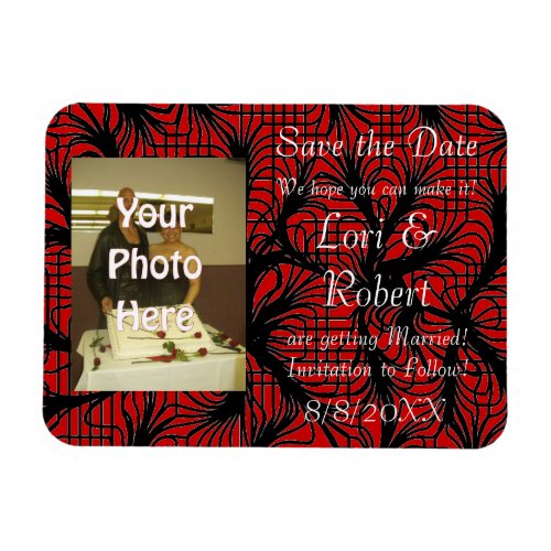 Red and Black Spiderweb Theme Photo Save the Date Magnet