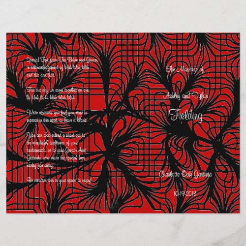 Red and Black Spiderweb Themed Wedding Program