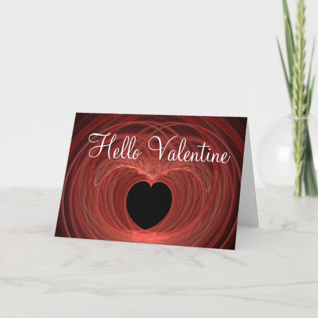 Red and Black Spiraled Heart Holiday Card (Front)