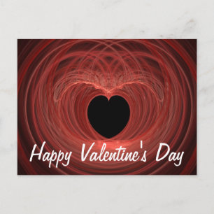 Red and Black Spiraled Heart Holiday Postcard