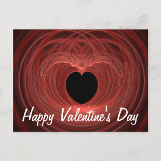 Red and Black Spiraled Heart Holiday Postcard