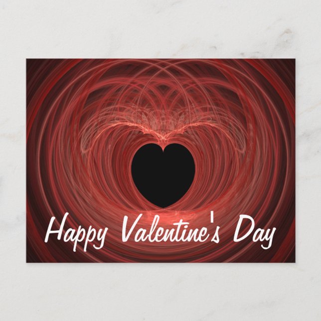 Red and Black Spiraled Heart Holiday Postcard (Front)