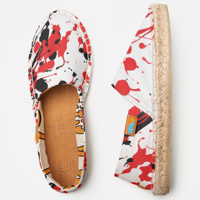 Red and Black Splash and Drip Art Espadrilles (Side)