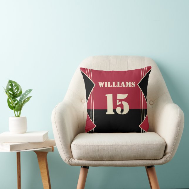 Red and Black Sport inspired Throw Pillow (Chair)