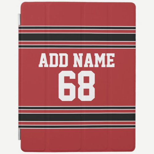 Red and Black Sports Jersey Custom Name Number iPad Smart Cover