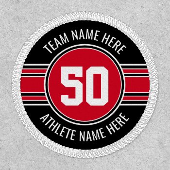 Red And Black Sports Jersey Custom Name Number Patch by MyRazzleDazzle at Zazzle