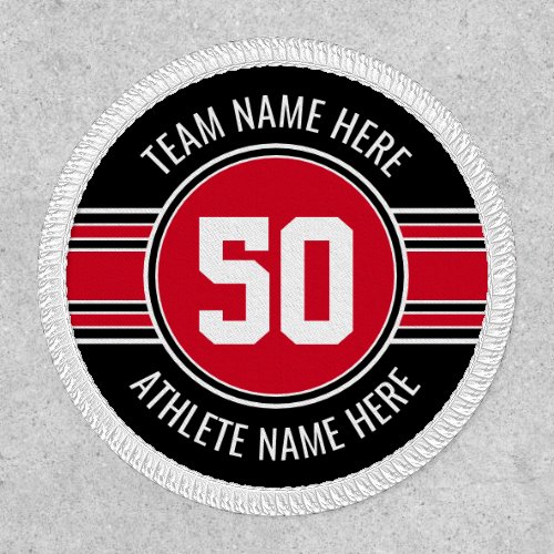 Red and Black Sports Jersey Custom Name Number Patch