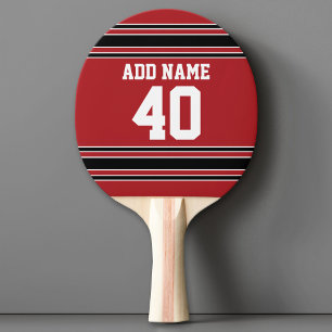 Red and Black Sports Jersey Custom Name Number Ping Pong Paddle