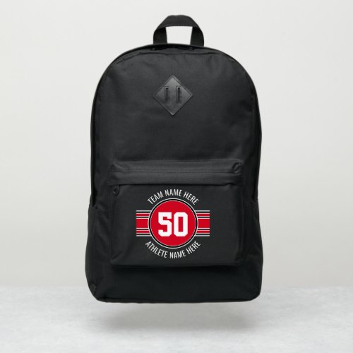 Red and Black Sports Jersey Custom Name Number Port Authority Backpack