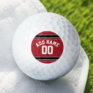 Red and Black Sports Jersey Name Number Golf Balls