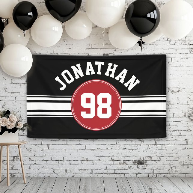 Red and Black Sports Jersey Personalized Banner (Custom Banner)