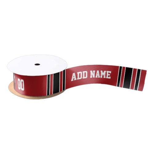 Red and Black Sports Jersey Personalized Satin Ribbon