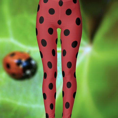 Red and Black Spot Polka Dot Ladybug Leggings