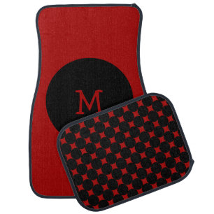 Red And Black Spots Monogrammed Personalized Car Floor Mat