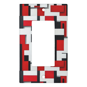 Red and black square pattern with a white backgrou light switch cover