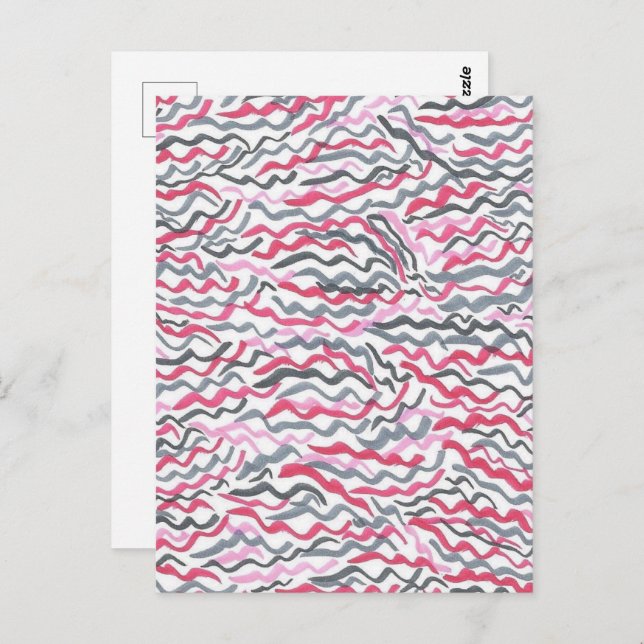 Red and Black Squiggles Pattern Postcard (Front/Back)