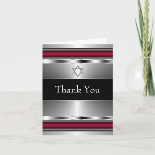 Red and Black Star of David Thank You Card