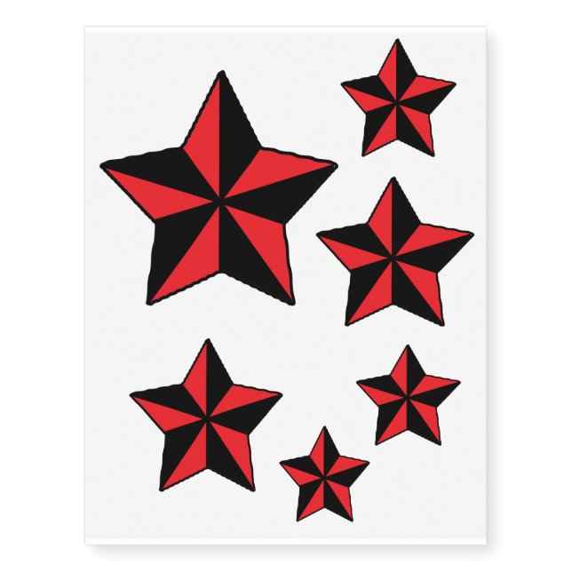 Red and black star temporary tattoos (Front)