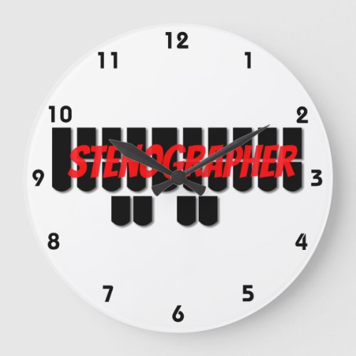 Red and Black Stenographer Steno Machine Key Clock