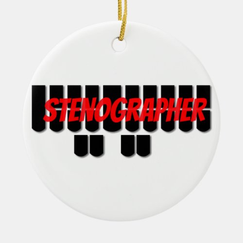 Red and Black Stenographer Steno Machine Keys Ceramic Ornament