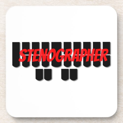 Red and Black Stenographer Steno Machine Keys Drink Coaster