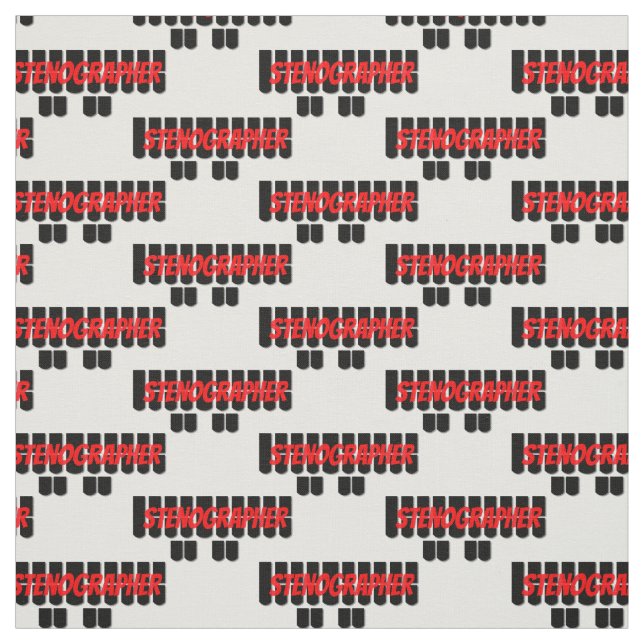 Red and Black Stenographer Steno Machine Keys Fabric (Swatch)