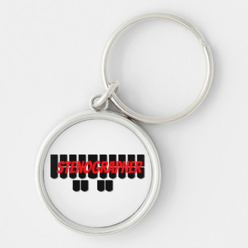 Red and Black Stenographer Steno Machine Keys Keychain