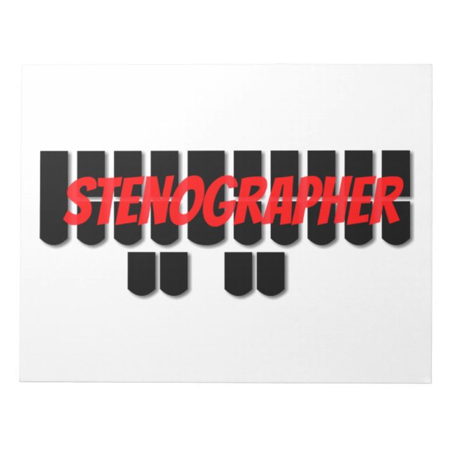 Red and Black Stenographer Steno Machine Keys Notepad (Front)
