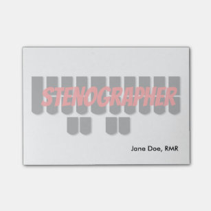 Red and Black Stenographer Steno Machine Keys Post-it Notes