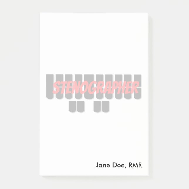 Red and Black Stenographer Steno Machine Keys Post-it Notes (Front)