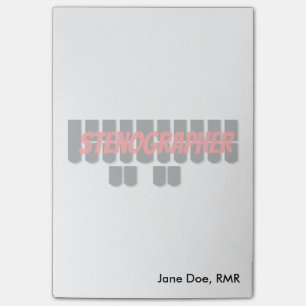 Red and Black Stenographer Steno Machine Keys Post-it Notes