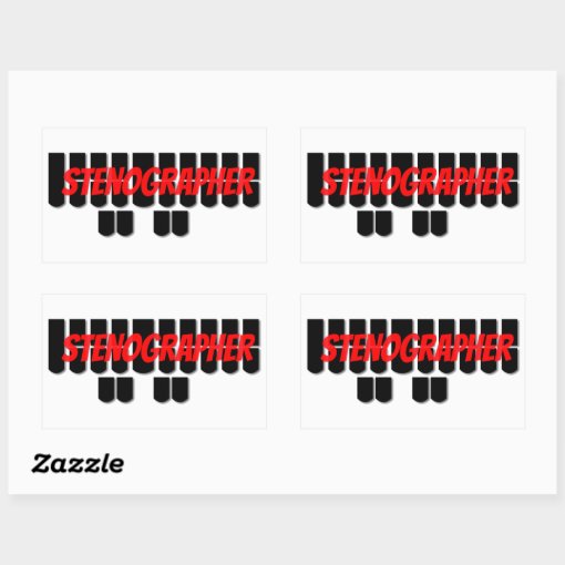 Red and Black Stenographer Steno Machine Keys Rectangular Sticker Zazzle