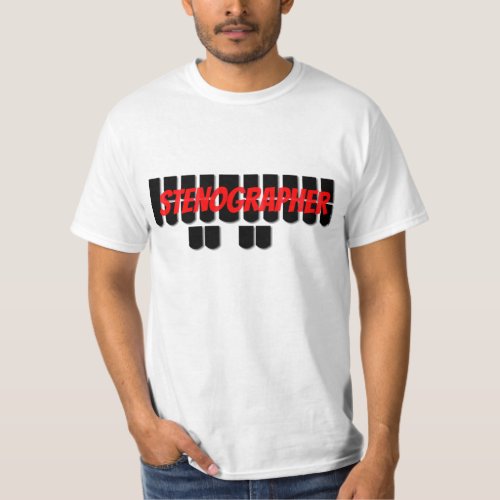 Red and Black Stenographer Steno Machine Keys T_Shirt