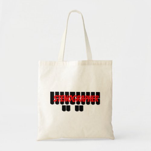 Red and Black Stenographer Steno Machine Keys Tote Bag