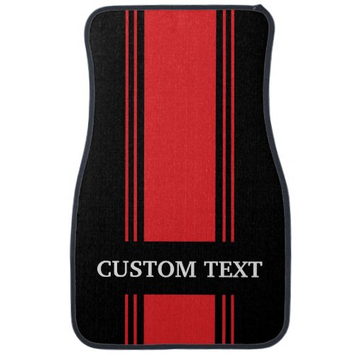 Red and Black Stripe Custom Personalized Name Car  Car Floor Mat