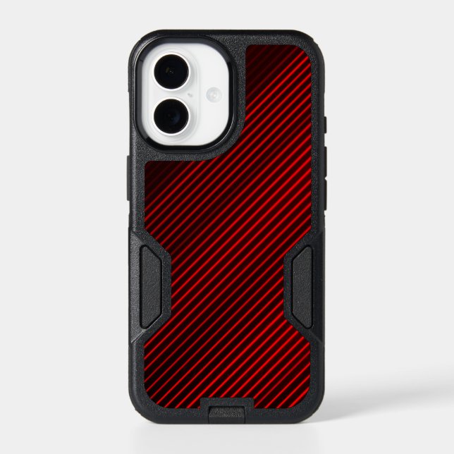 Red and Black Stripe Pattern Otterbox iPhone Case (Back)
