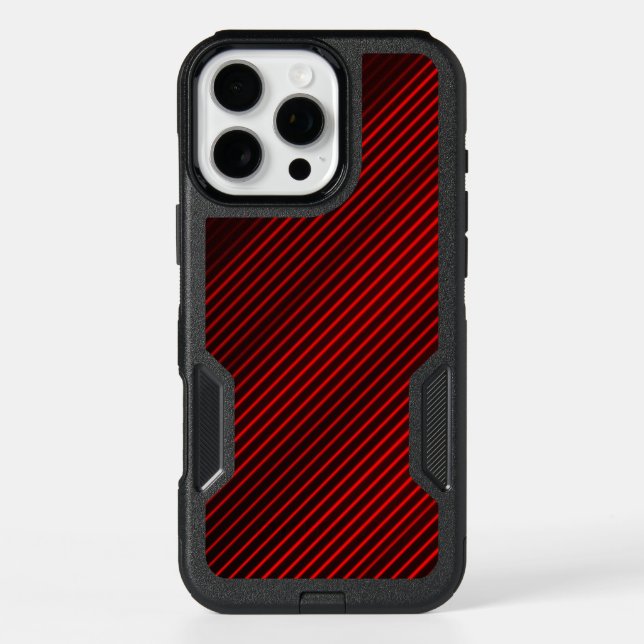 Red and Black Stripe Pattern Otterbox iPhone Case (Back)