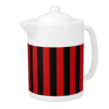 Red And Black Stripe Teapot by KraftyKays at Zazzle