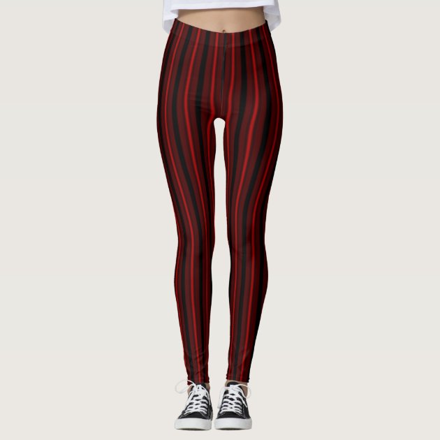 Buy Red Black Narrow Striped Women's Leggings Easy Simple Halloween Costume  Theater Play Character Witch Fun Funky Online in India - Etsy