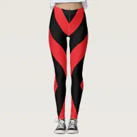 Red and Black Striped Leggings Stripe Stretch Pant