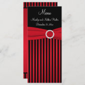 Red and Black Striped Menu Card with Faux Ribbon (Front/Back)