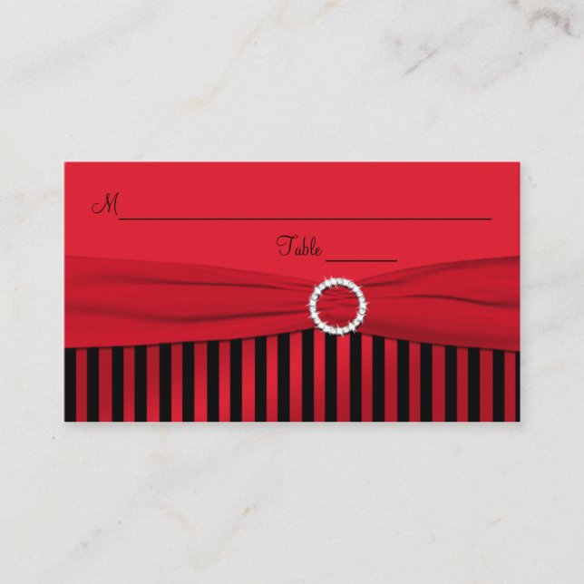 Red and Black Striped Placecards (Front)
