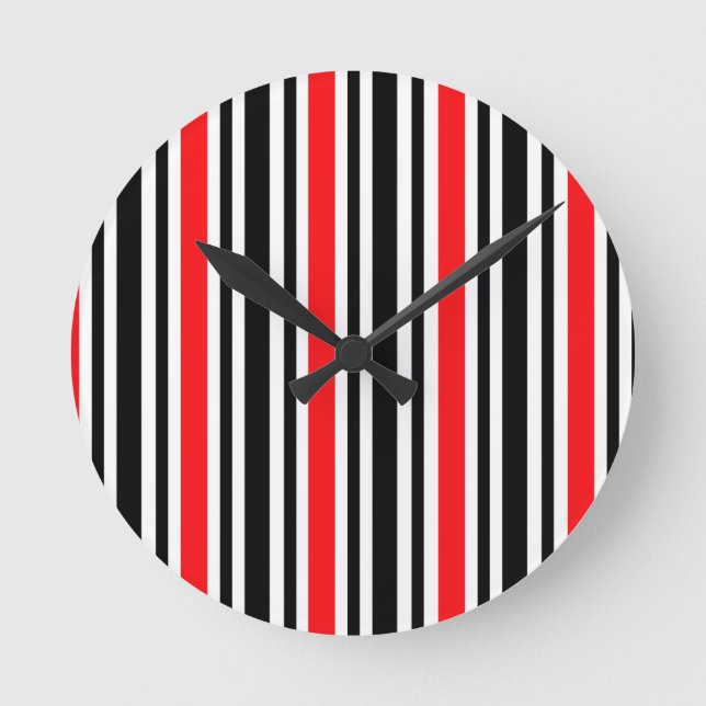 Red and Black Striped Round Clock (Front)