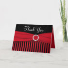Red and Black Striped Thank You Note Card
