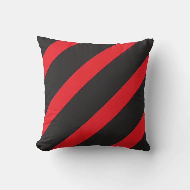 Red and Black Striped Throw Pillow (Front)