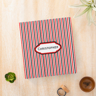 Red And Black Stripes Design Personalised  3 Ring Binder