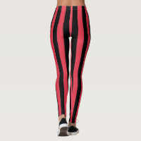 Black and Red Stripes Pattern Striped Leggings, Zazzle