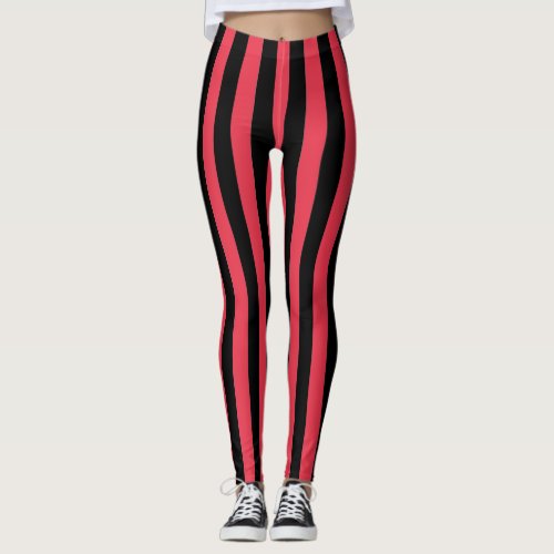 Red and Black Stripes Leggings